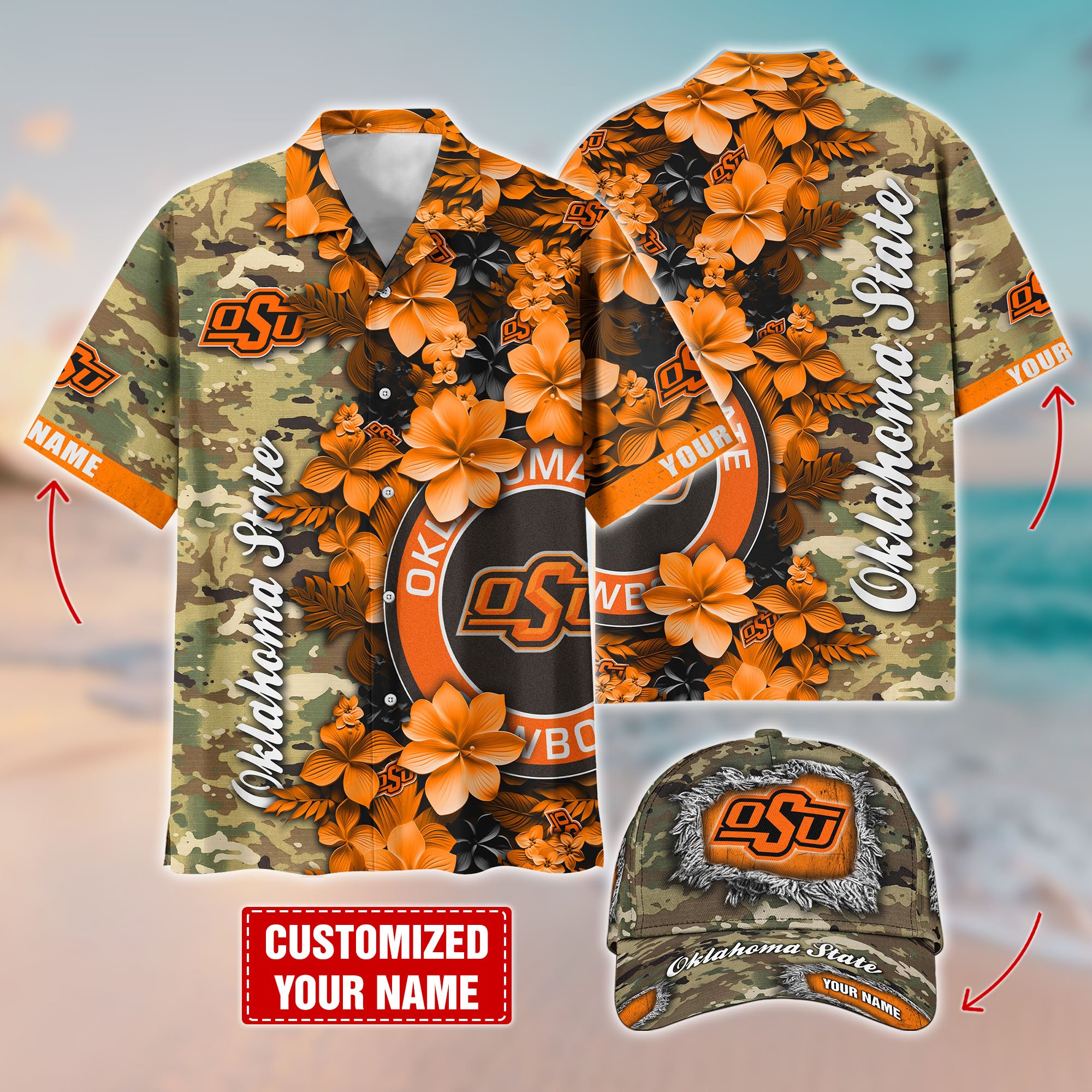 Oklahoma State Cowboys Customized Cap And Hawaiian Shirt Hot Trending. Gift For Fan T58536